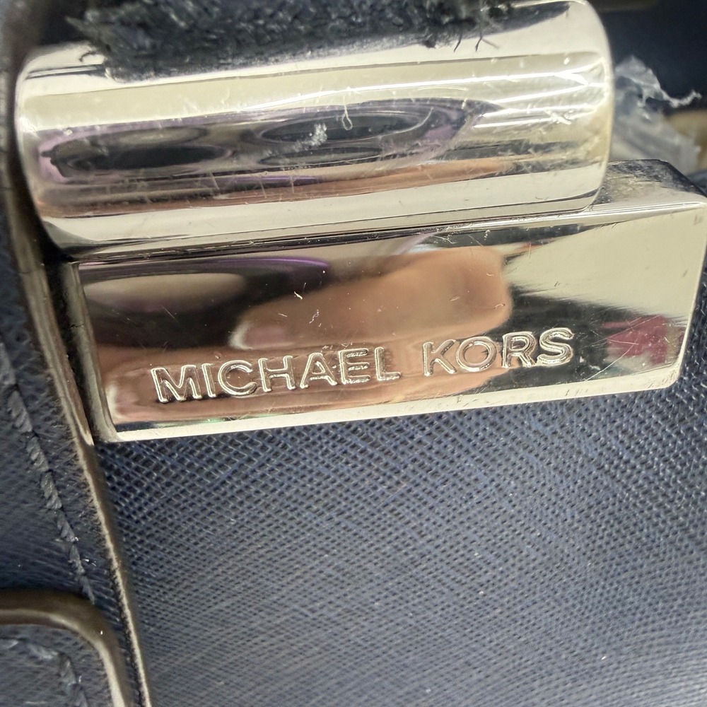 Michael Kors‎ Tote Bag Small Navy Blue Lana Saffiano Leather Silver Hardware - Picture 4 of 11